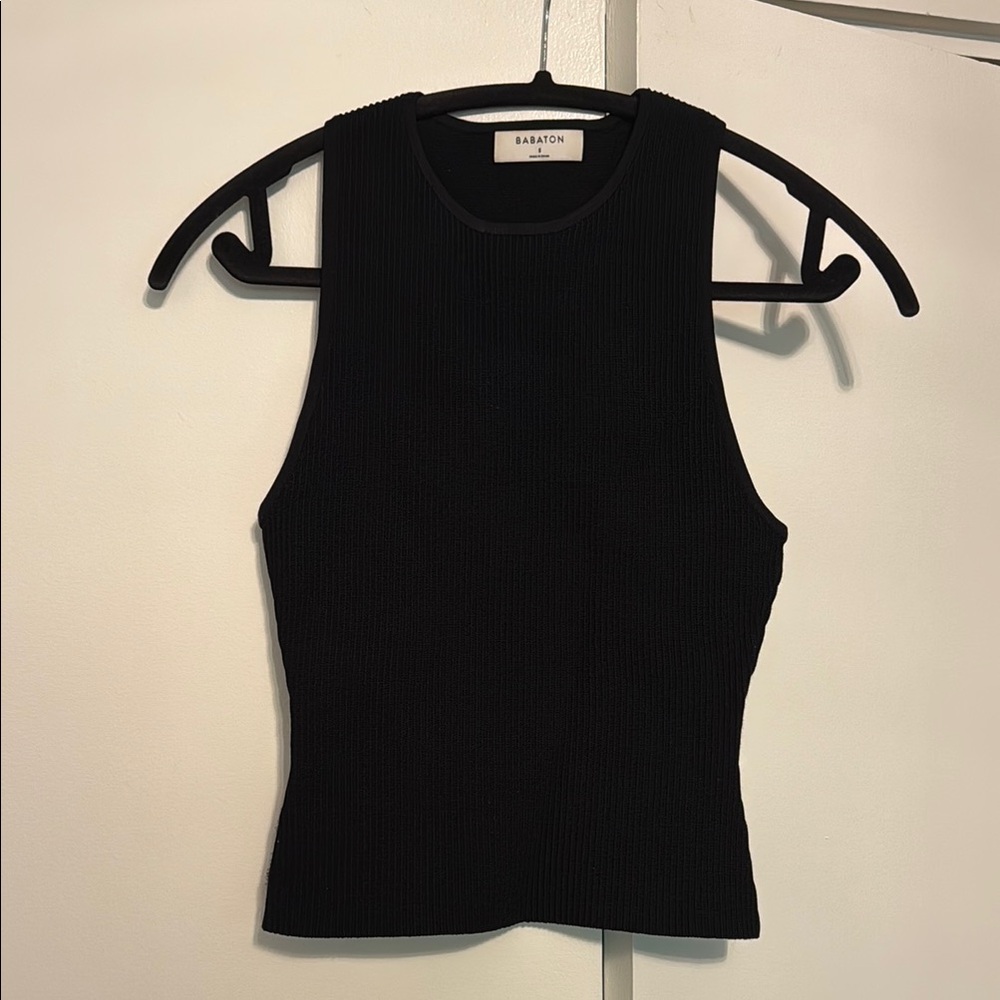 Babaton Black Ribbed Tank Top